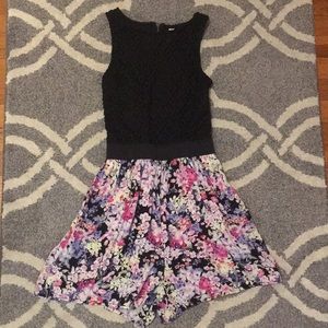 Black mesh and floral ROMPER/PLAYSUIT